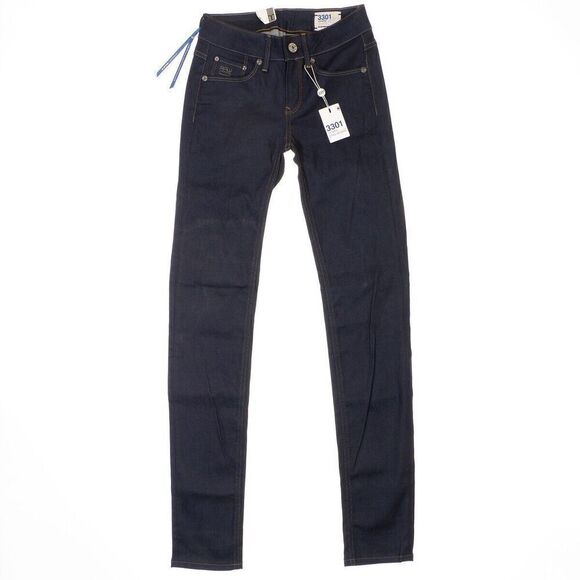 G Star Raw Contour Skinny Jeans Size 24 Womens 3301 Blue Denim Measures 24 x 31 - Picture 1 of 12
